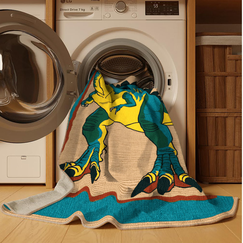 Tapis brun dinosaures lavable à la machine, Rectangle 6 pi x 9 pi
