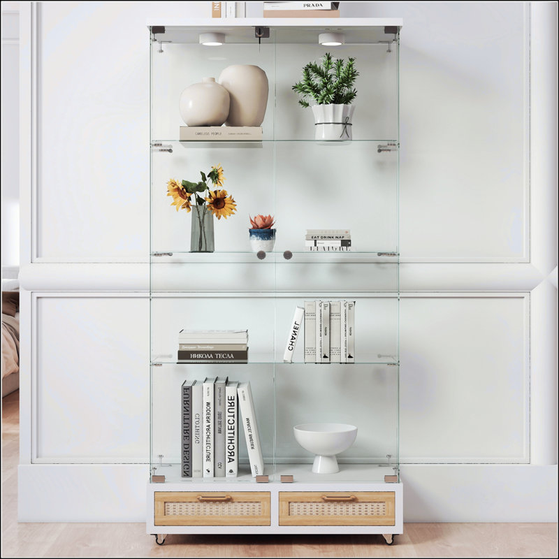Vitrine moderne en verre, Naturel / Blanc