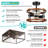 2-Light Retro Semi Flush Mount, Rustic Vintage Wood & Black Metal Industrial Farmhouse