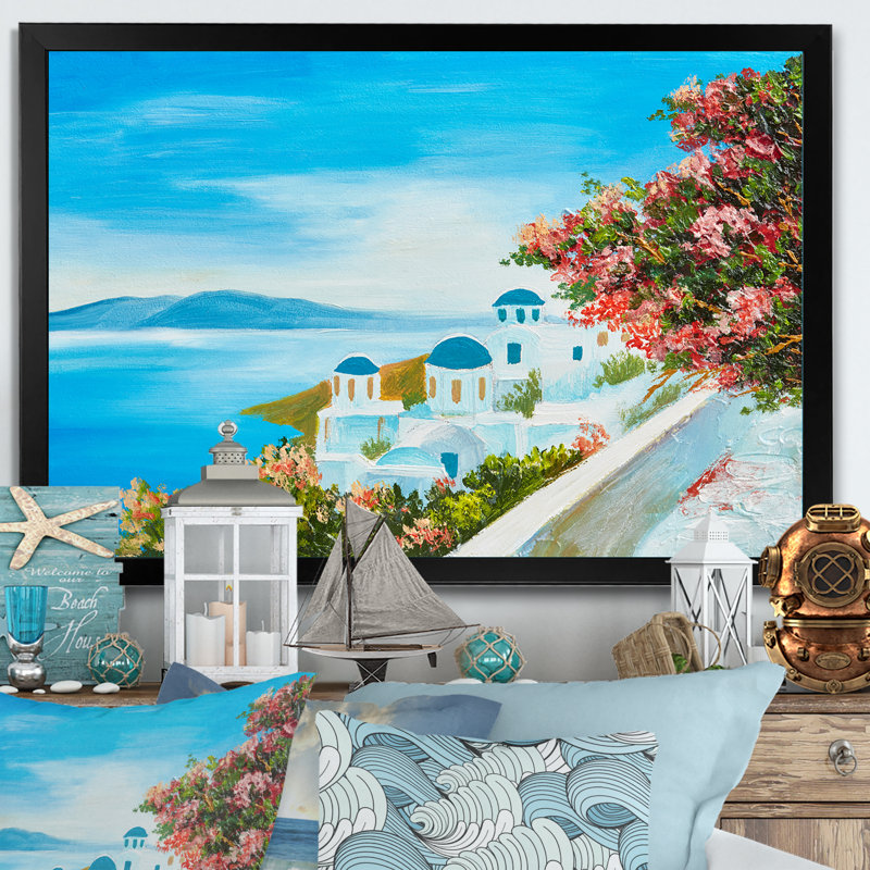 «Beautiful Grèce Coastal Landscape II», reproduction sur toile flottante, Cadre noir, H 8 po x l 12 po x P 1 po