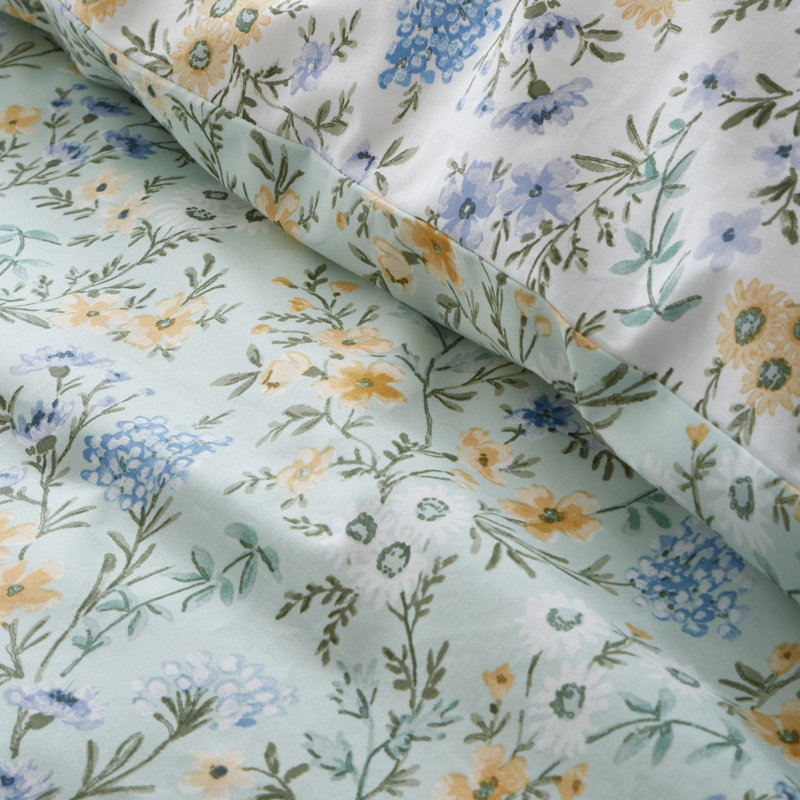 Ditsy Floral 200 Thread Count Cotton Reversible Duvet Cover Set, Double