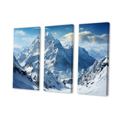 Winter Snowy Peaks II sur toile, 3 pièces
