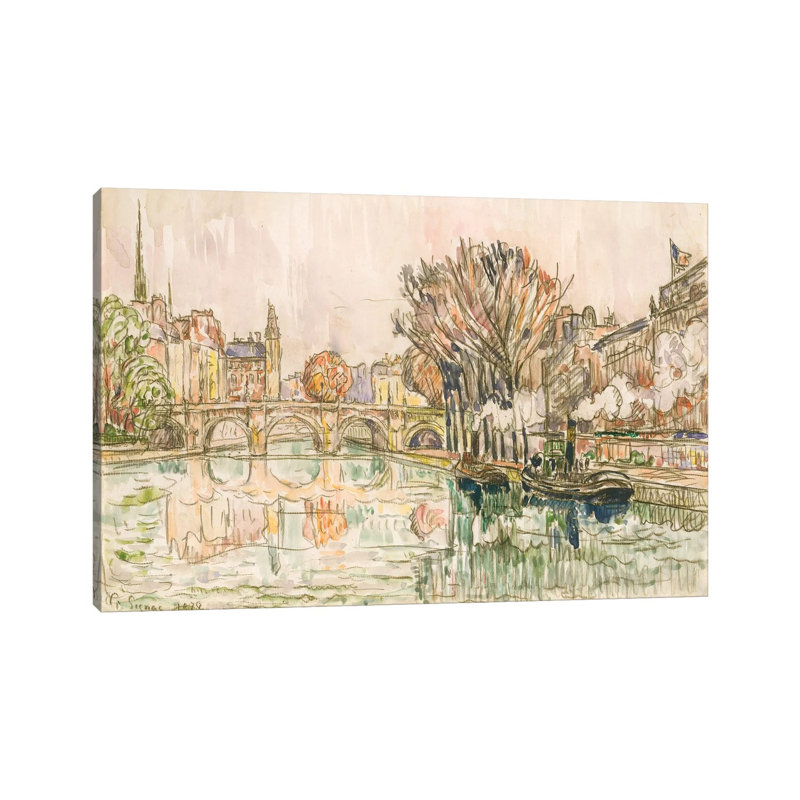 The Pont Neuf, Paris by Paul Signac - Wrapped Canvas Painting, 66.04cm H x 101.6cm W x 1.91cm D