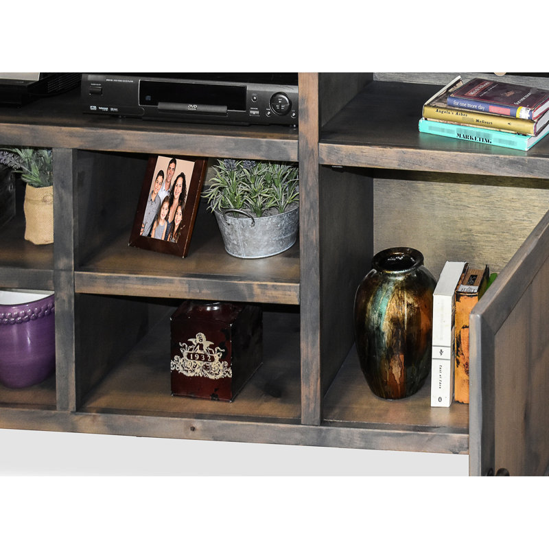 Meuble télé 84 po avec finition pouvant accueillir jusqu'à 95 téléviseurs, aucun assemblage requis, deux portes et cinq tablettes, fini console de style rustique de 84 po, pouvant accueillir des téléviseurs jusqu'à 95 po, assemblage et tablettes fixes