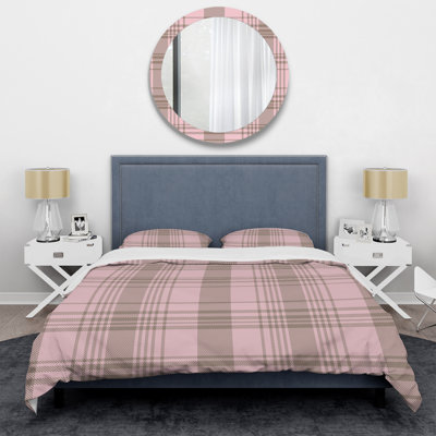 Pink Checked Tartan I - Abstract Duvet Cover Set - Microfiber Polyester