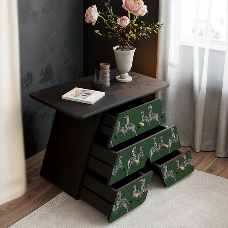 Armoire de rangement artistique pour table d'appoint, Noir/vert