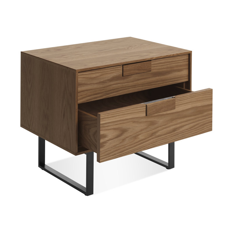 Series 11 2 - Drawer Nightstand, Black/Walnut