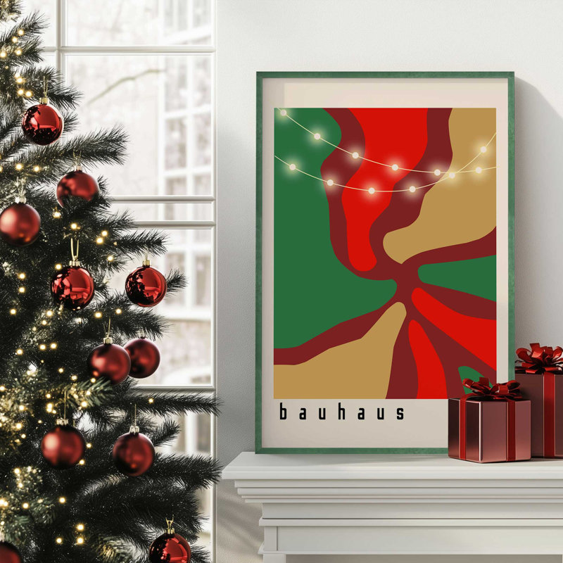 Affiche des Fêtes Bauhaus, Cadre simple en zinc patiné, H 15,25 po x l 12,25 po