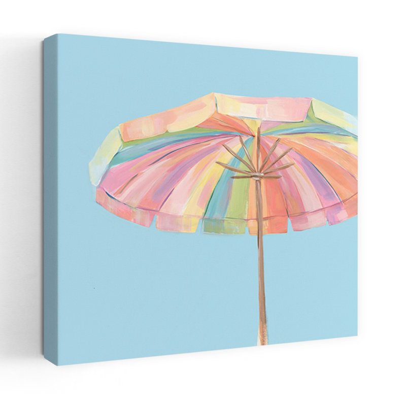 Art mural coloré de parasol de plage coloré contre le ciel, H 36 po x l 36 po