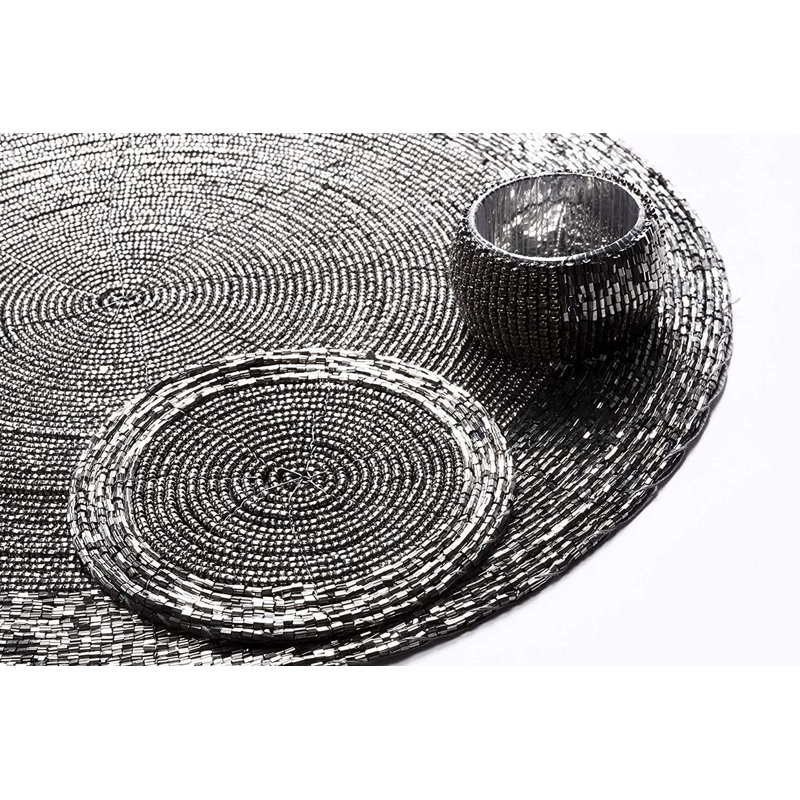 Dex Glass No Pattern Round Placemat, Antique Silver