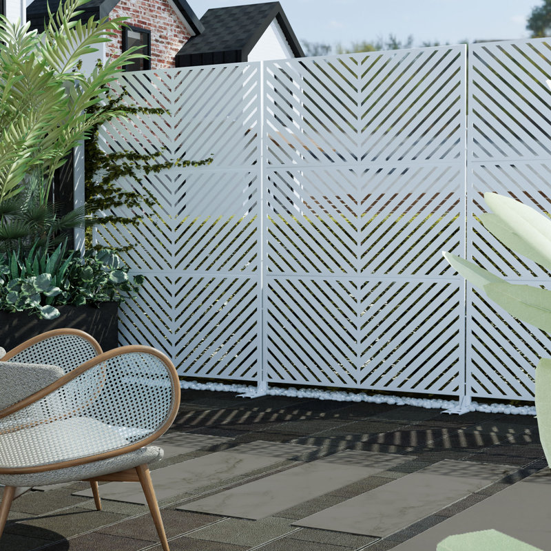Panneau de clôture en métal pour écran d'intimité, Blanc, H 72 po x l 47 po x P 16 po