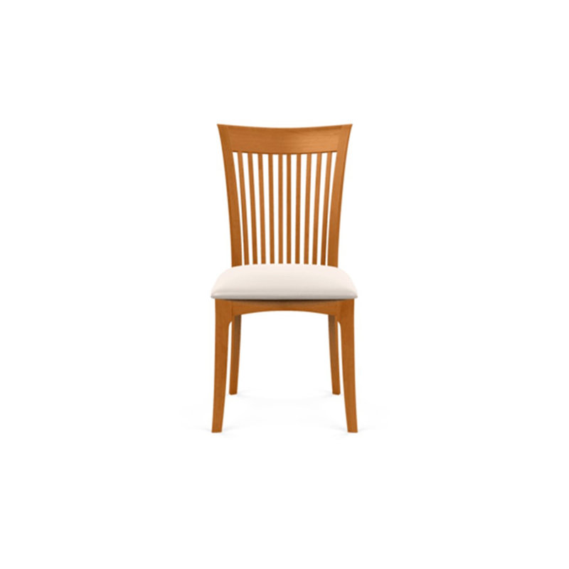 Sarah Upholstered Dining Chair, White Leather, Natural Cherry