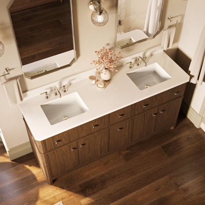 Meuble-lavabo de salle de bain 72 "avec éviers et plateau en quartz Claude by Studio McGee