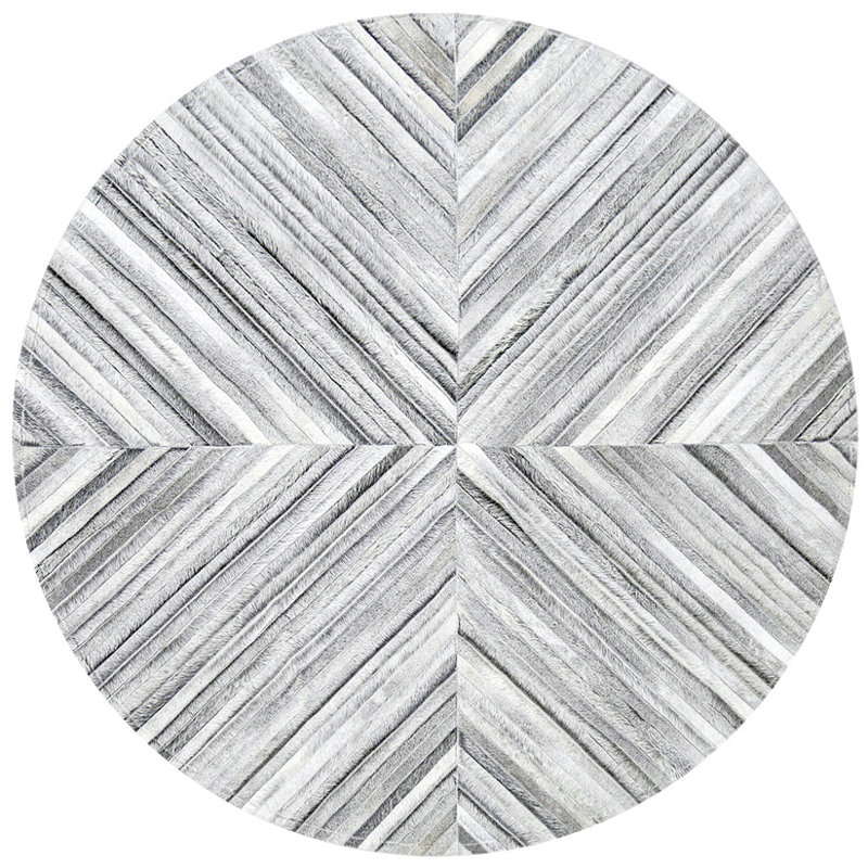 Art Hide Cowhide Area Rug in Gray, Round 4'