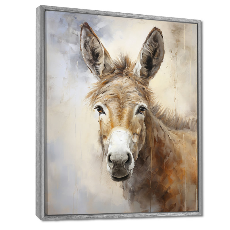 Soph sophistiqué Donkey Portrait II - Donkey, reproduction d'art sur toile encadrée, H 40 po x l 30 po x P 1,5 po
