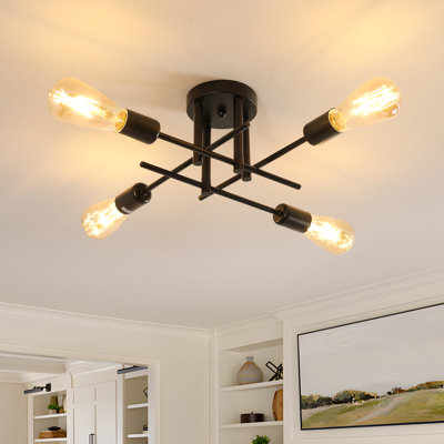 Black 4-Light Branch Ceiling Light