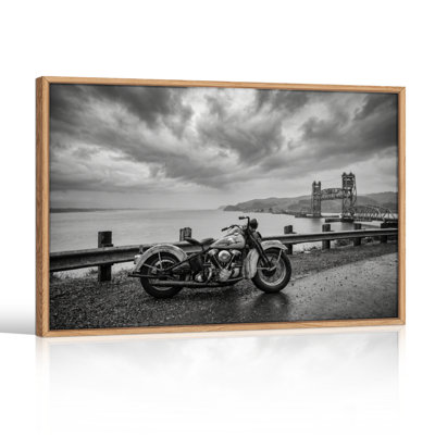 Ensemble de 1 tableau sur toile représentant un pont de moto