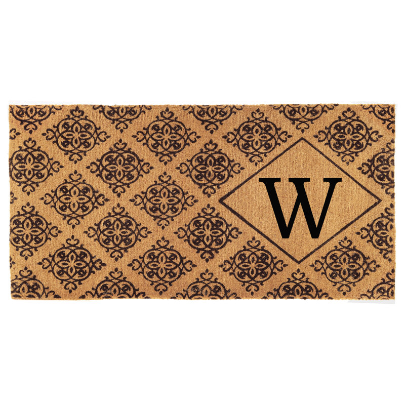Zambrana Personalizable Damask Doormat, W, Rectangle 3' x 6'
