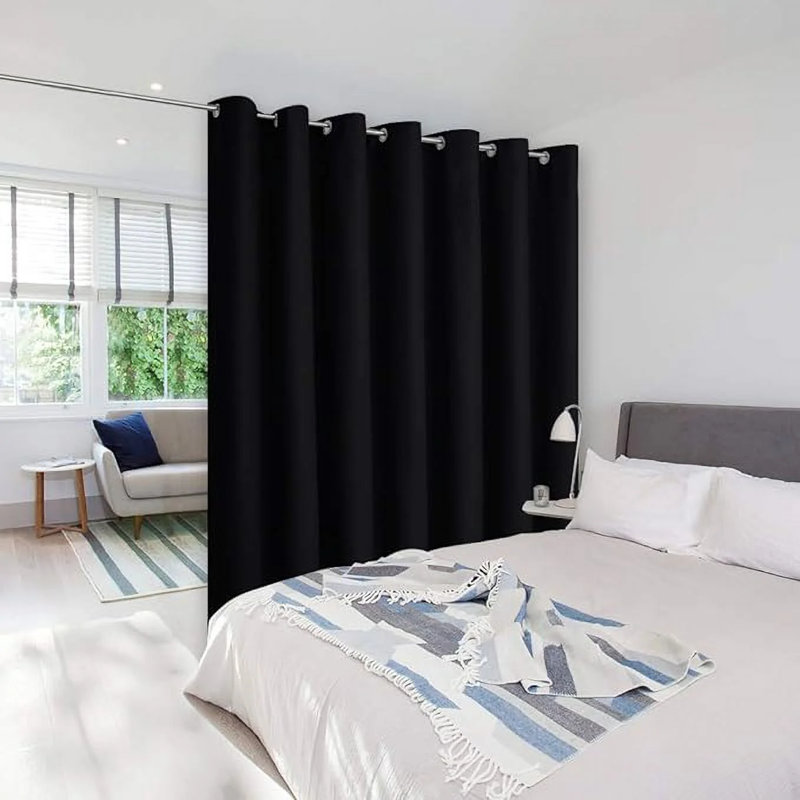 Room Divider Curtains Blackout Privacy Grommet Curtain for Bedroom Patio Sliding Door, 1 Panel, Black