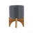 5" Planter W/ Wood Stand, Matte Gray-1816954195