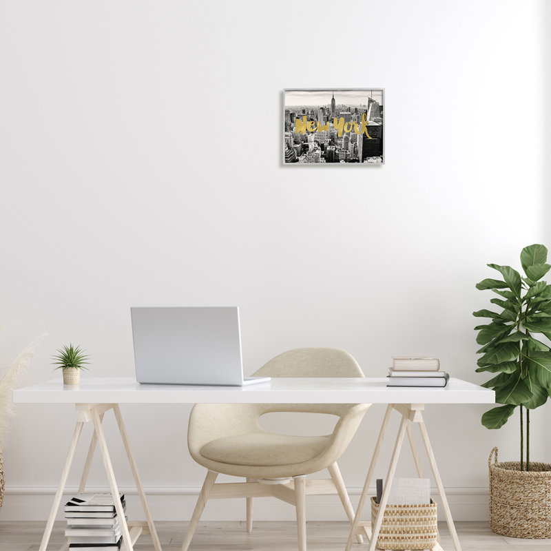 «Urban New York City Skyline Glam», impression de typographie, L 14 po x H 14 po, Estampe numérique Farmhouse