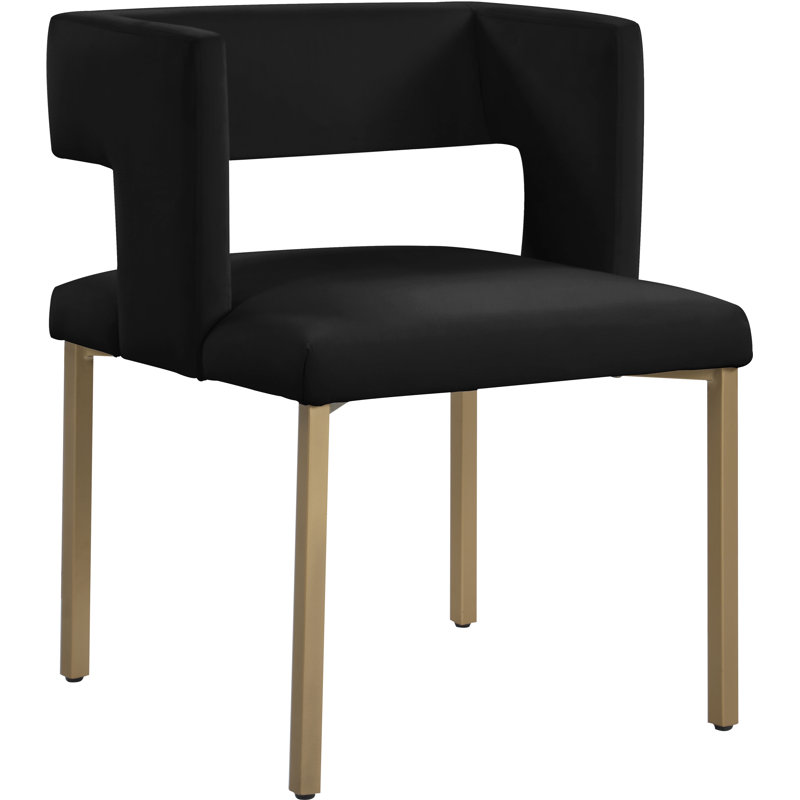 Fauteuil en velours Caleb, Velours noir, Or brossé