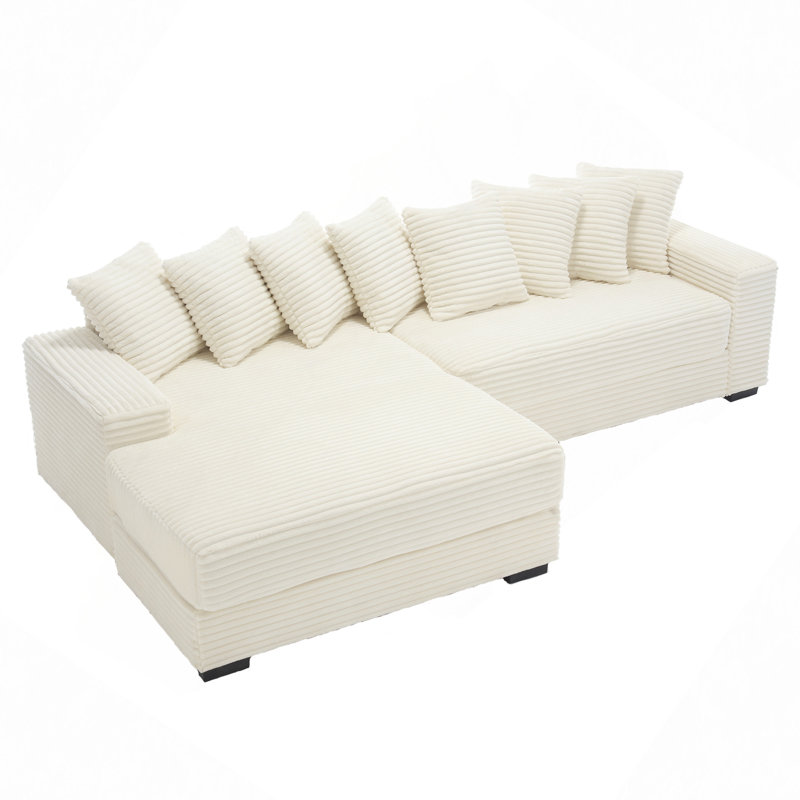 Canapé en velours côtelé modulaire à compression, Face à la gauche, Velours côtelé beige