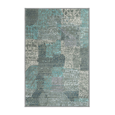 Tapis brun/bleu zone contemporaine