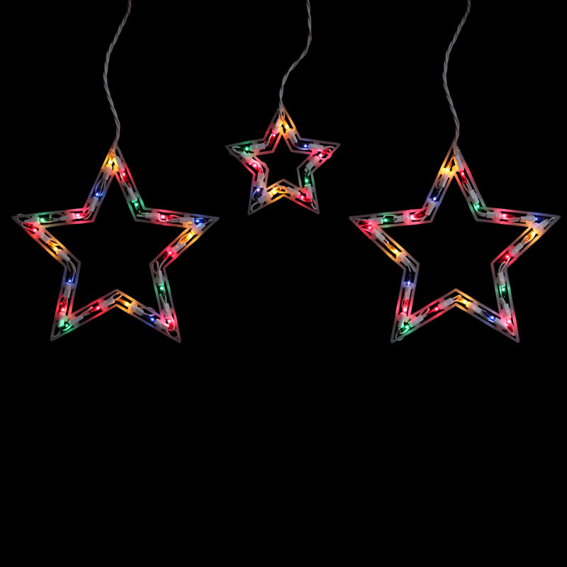 Guirlande 100 lumières multicolores en forme d'étoile en forme de étoile de 100 pi avec fil blanc 7 pi