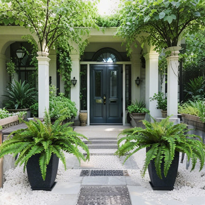2 pièces de simulacre de décoration de cour verte plante verte de 60 cm Boston Persian Plug, jardin extérieur balcon en pot pour créer une atmosphère réaliste
