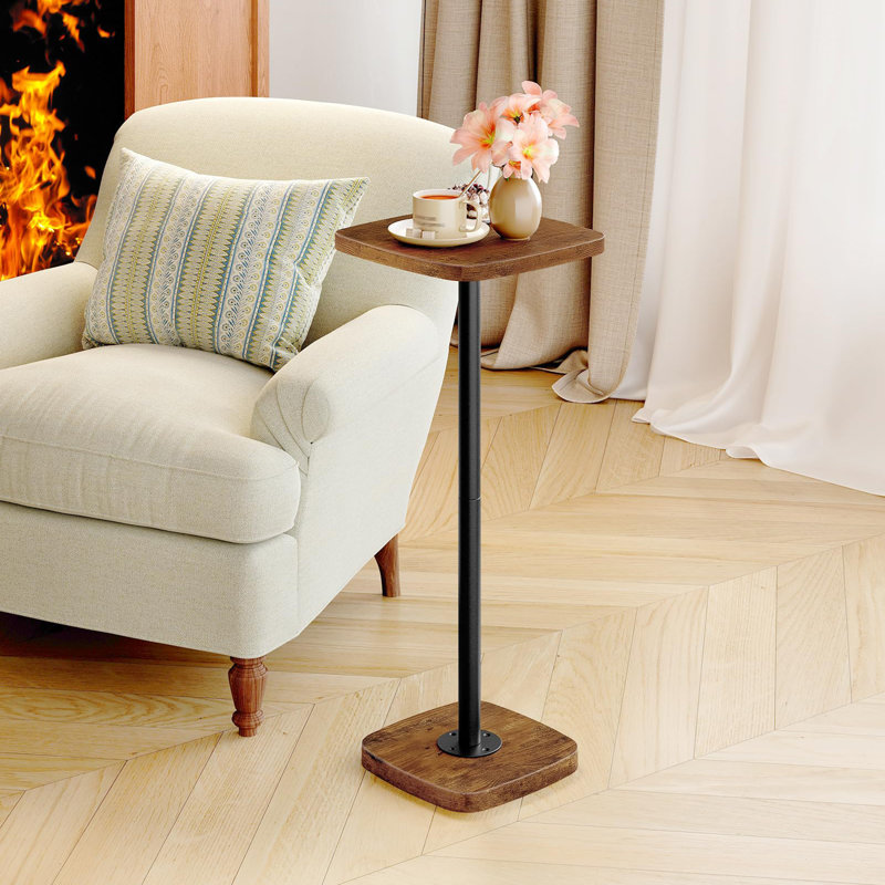 Table d'appoint carrée pour petits espaces, Brun rustique