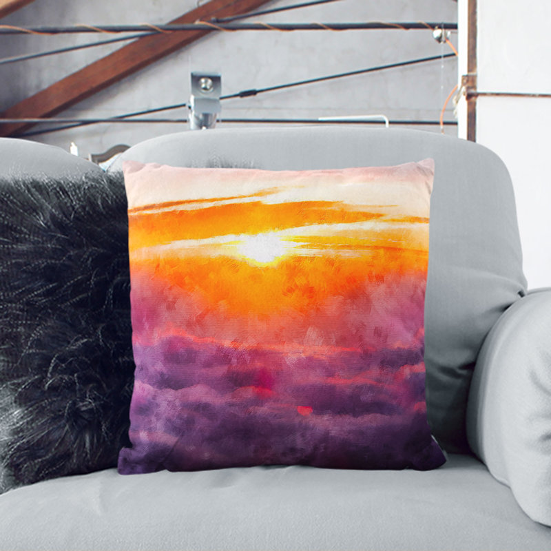 Sunrise over Bali Cushion with Filling, 55cm H x 55cm W x 20cm D, Stone
