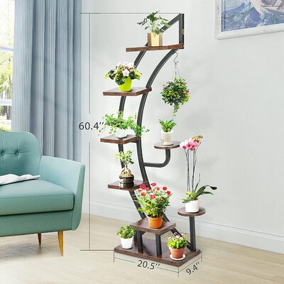 Latitude Run® 6-Tier Curved Plant Stand with Hanger & Reviews | Wayfair