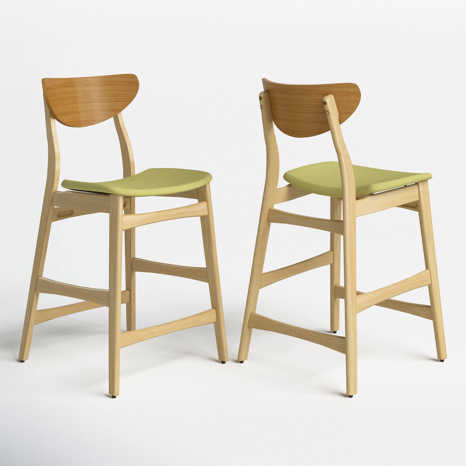 Fitz 24" Bar Stool, Green Tea, Oak