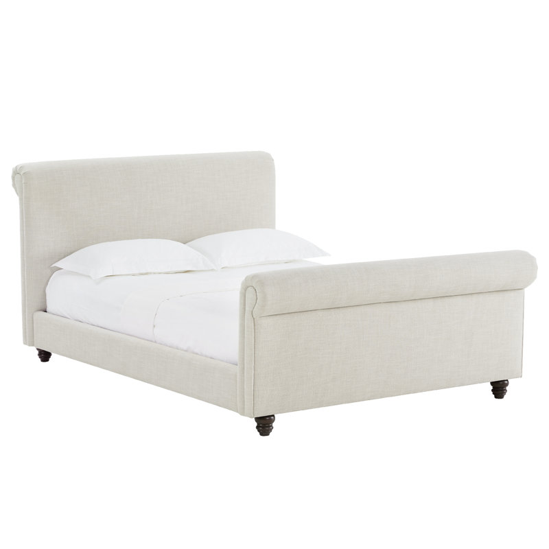 Lit-bateau tapissier Waverly, Grand lit, Lin Performance Effie