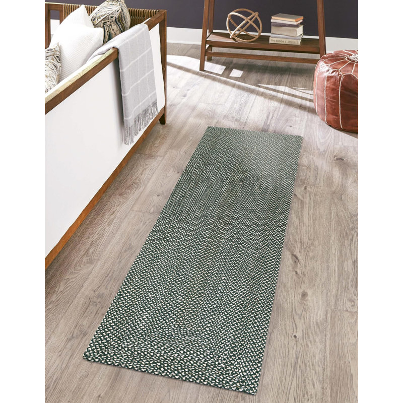 Tapis contemporain Aideen - vert, Tapis de couloir 2 pi x 8 pi