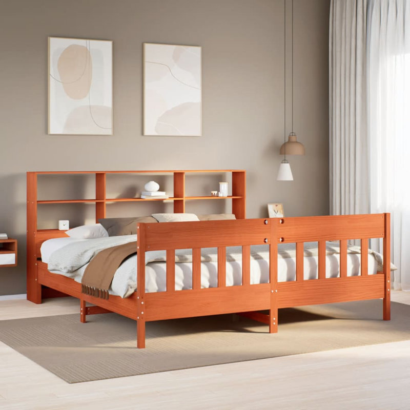 Midway Solid Wood Bed, Wax brown, 200cm x 200cm