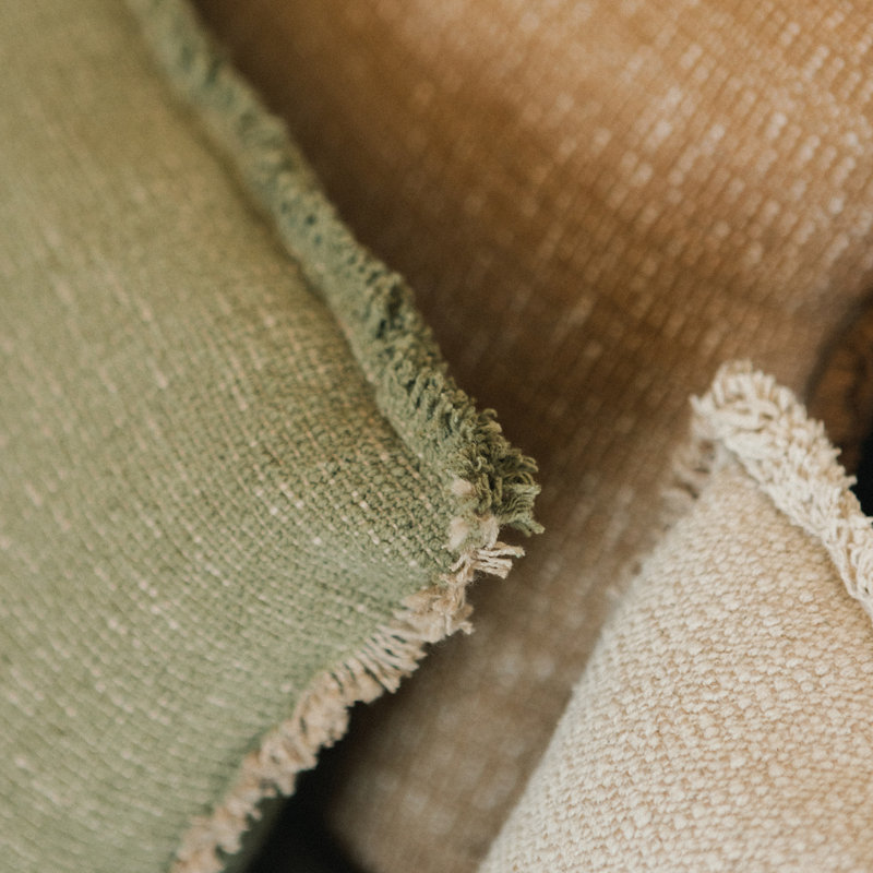 Handloom Cushion, Square 18", Kaki