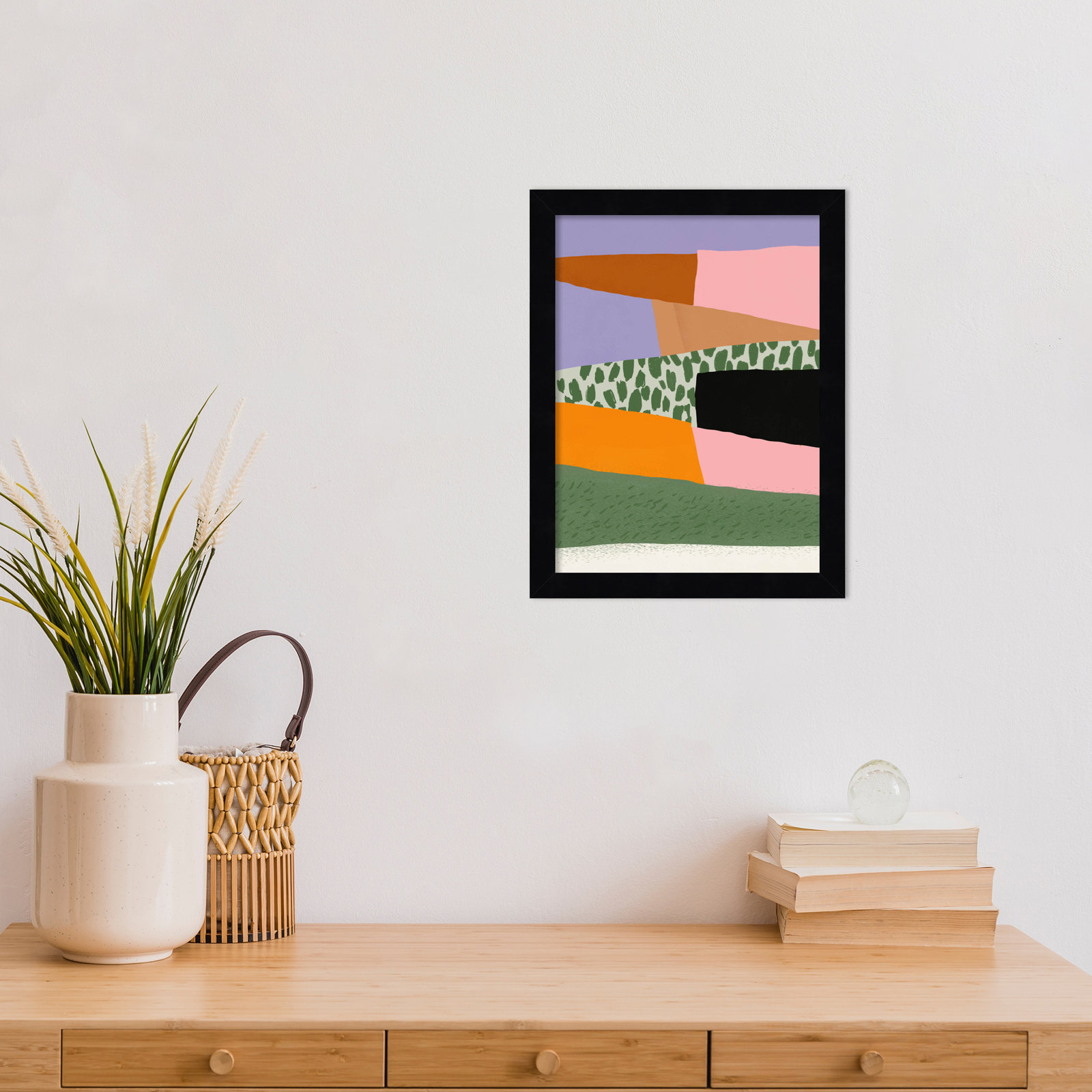 Abstract Minimalism Collage 02 by Little Dean Wood Framed Wall Art Print, Black, 13" H x 10" W