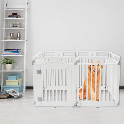 HDPE Dog Playpen Fence With Door, Portable Pet Exercise Pet Safety Fence For Small & Medium Dogs