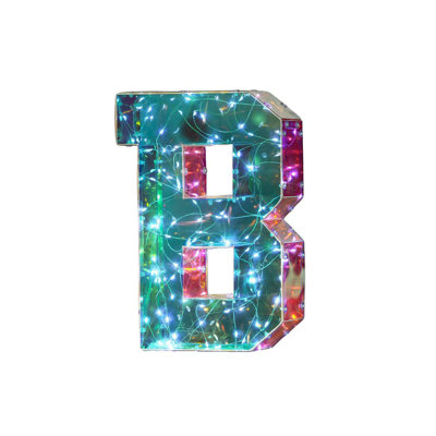Veilleuse MirrorFinish à DEL avec lettres décoratives colorées pour les fêtes, les anniversaires et les propositions