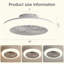 Ventilateur de plafond fermé de 18 pouces avec lumière et télécommande, ventilateur encastré moderne à profil bas sans pales pour la salle à manger de la cuisine de la chambre à coucher