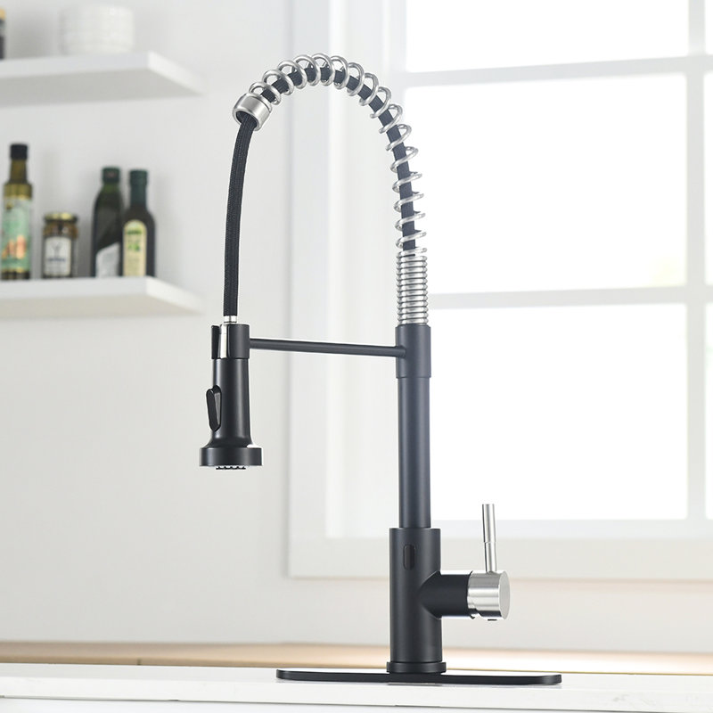 Kitchen Faucet With Motion Sensor - Automatic Smart Touchless Hygienic And Convenient For In Black/Silver Stainless Steel Tap Activated Modern Black Silver Finish Kitchens