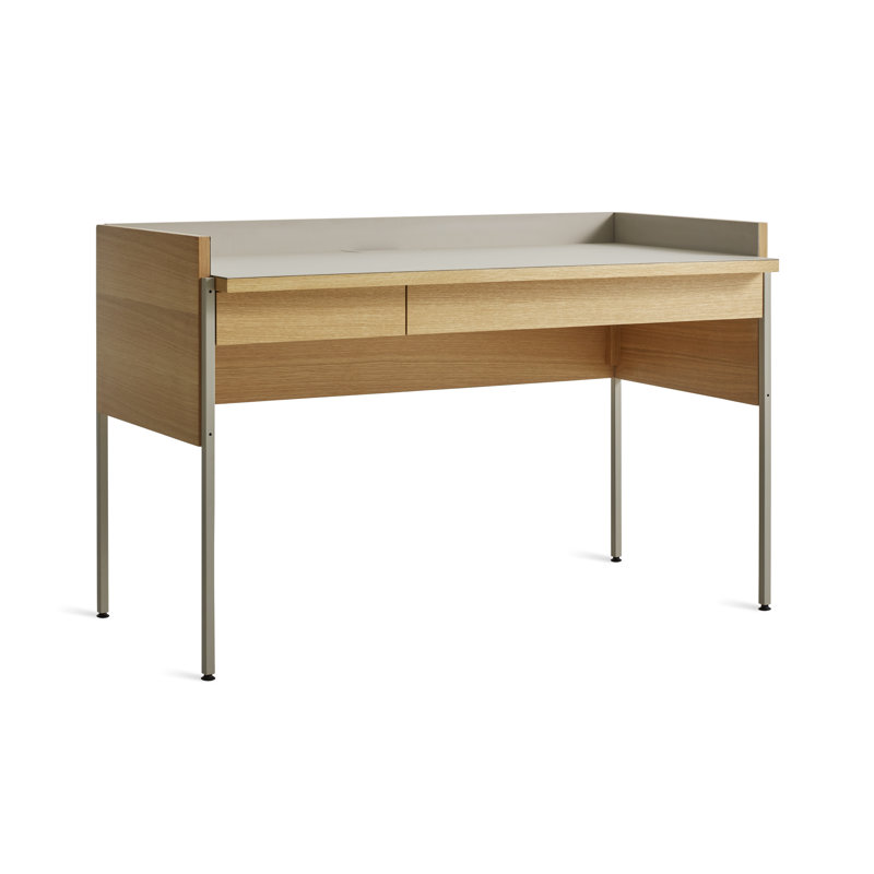 Tabloid Solid Wood Writing Desk, Putty/White Oak