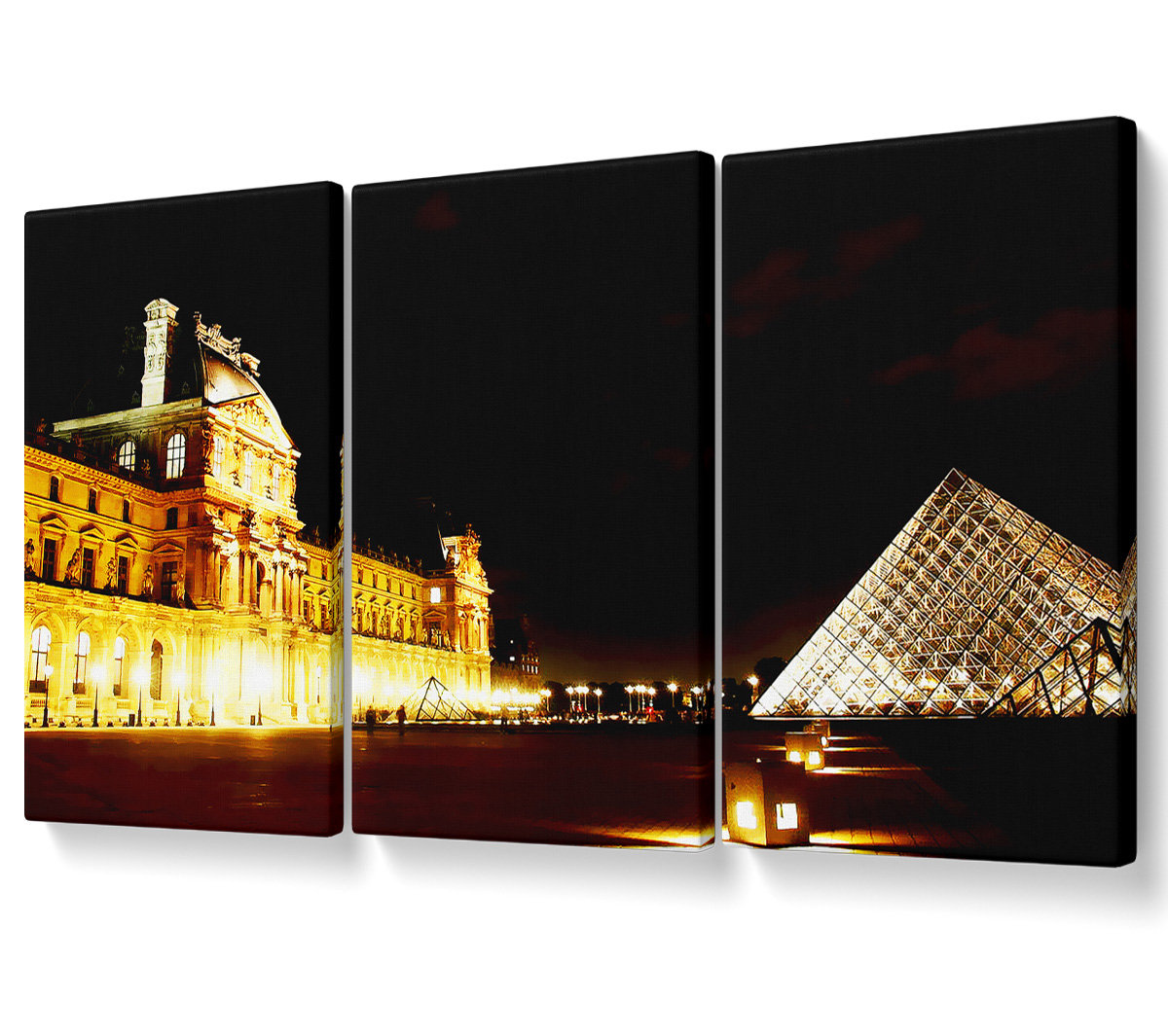 Ebern Designs Paris Louvre Lights - 3 Piece Wrapped Canvas Graphic Art ...