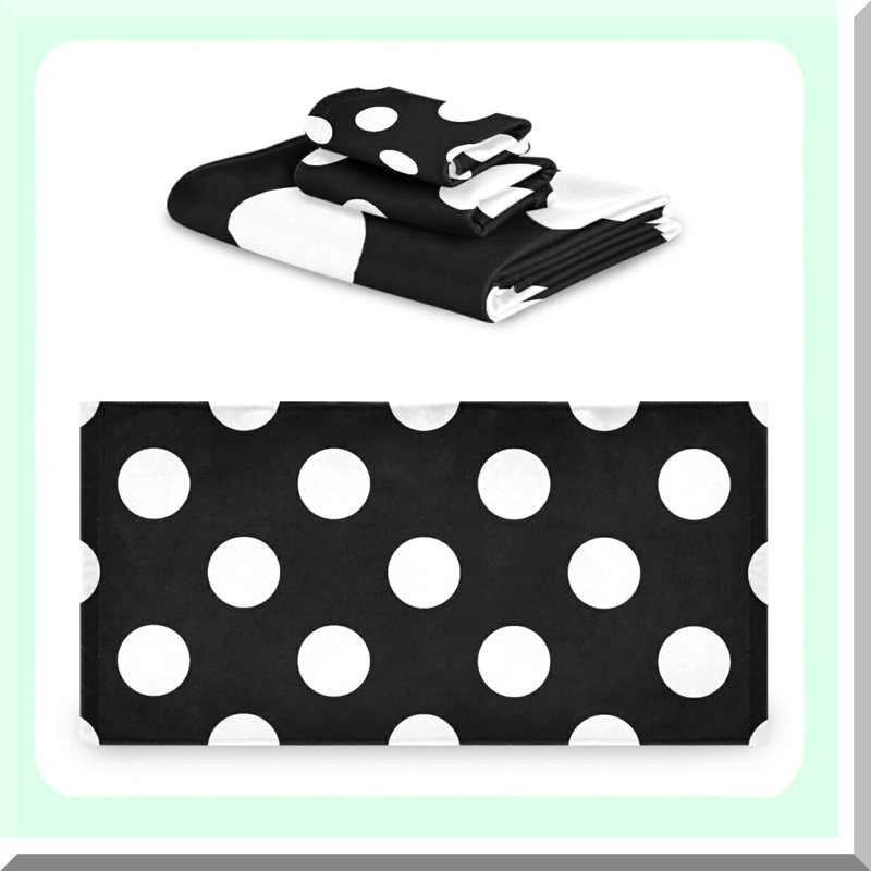 Polka Dot Bliss: 3-Piece Absorbent Soft Bathroom Towel Set - Bath, Hand, Washcloth