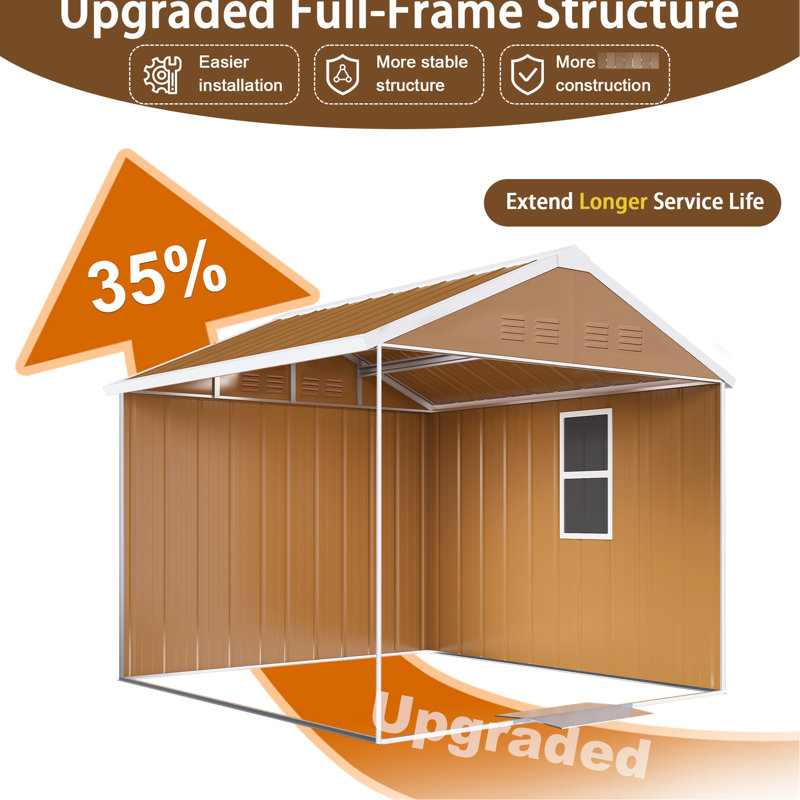 6x4 Ft, Shed, Sloped Roof, Galvanized Steel, Small Yards, Space-saver, -grade Lock Metal Windows, Ventilation, Lockable Door, Backyard Tool Storage, 15° Angled Interlocking Panels