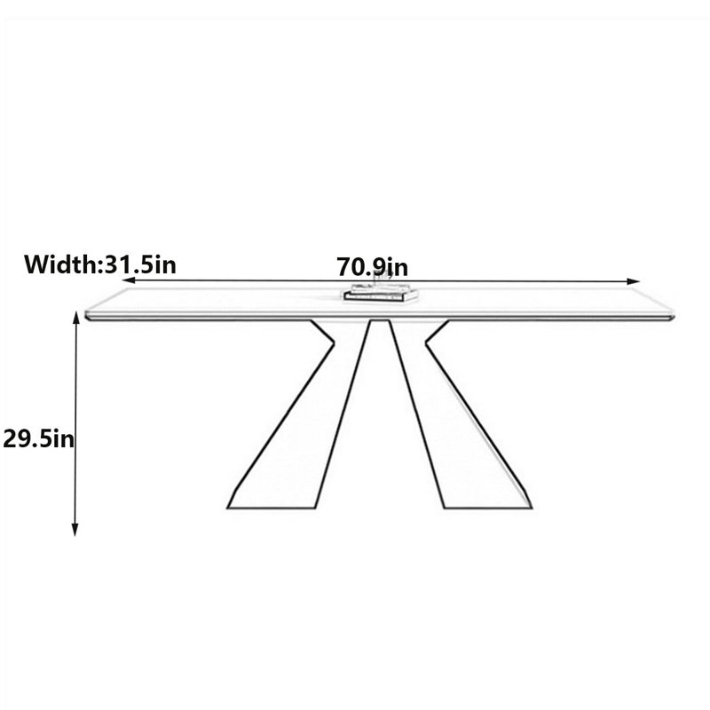 Italian Minimalist Rectangular Dining Table, 29.5"H x 70.9"L x 31.5"W