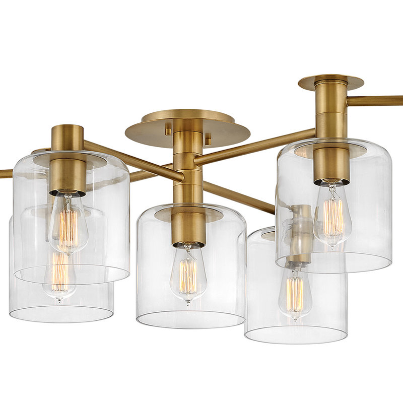 Axel Seven Light Adjustable Semi-Flush Mount Ceiling Light, Gold