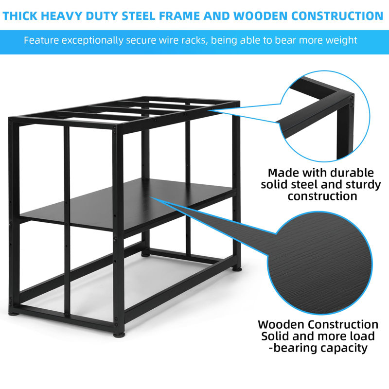 Black Heavy Duty Adjustable Metal 2-Tier Fish Tank Stand
